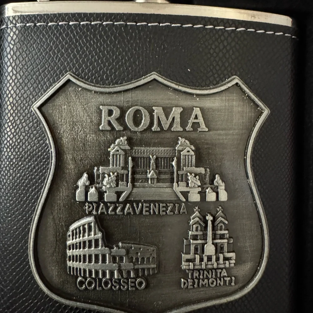 Black and Silver Roma Flask